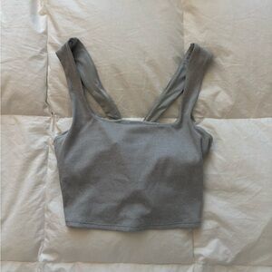ALO Gray Ribbed Crop Top/Sports Bra (S)